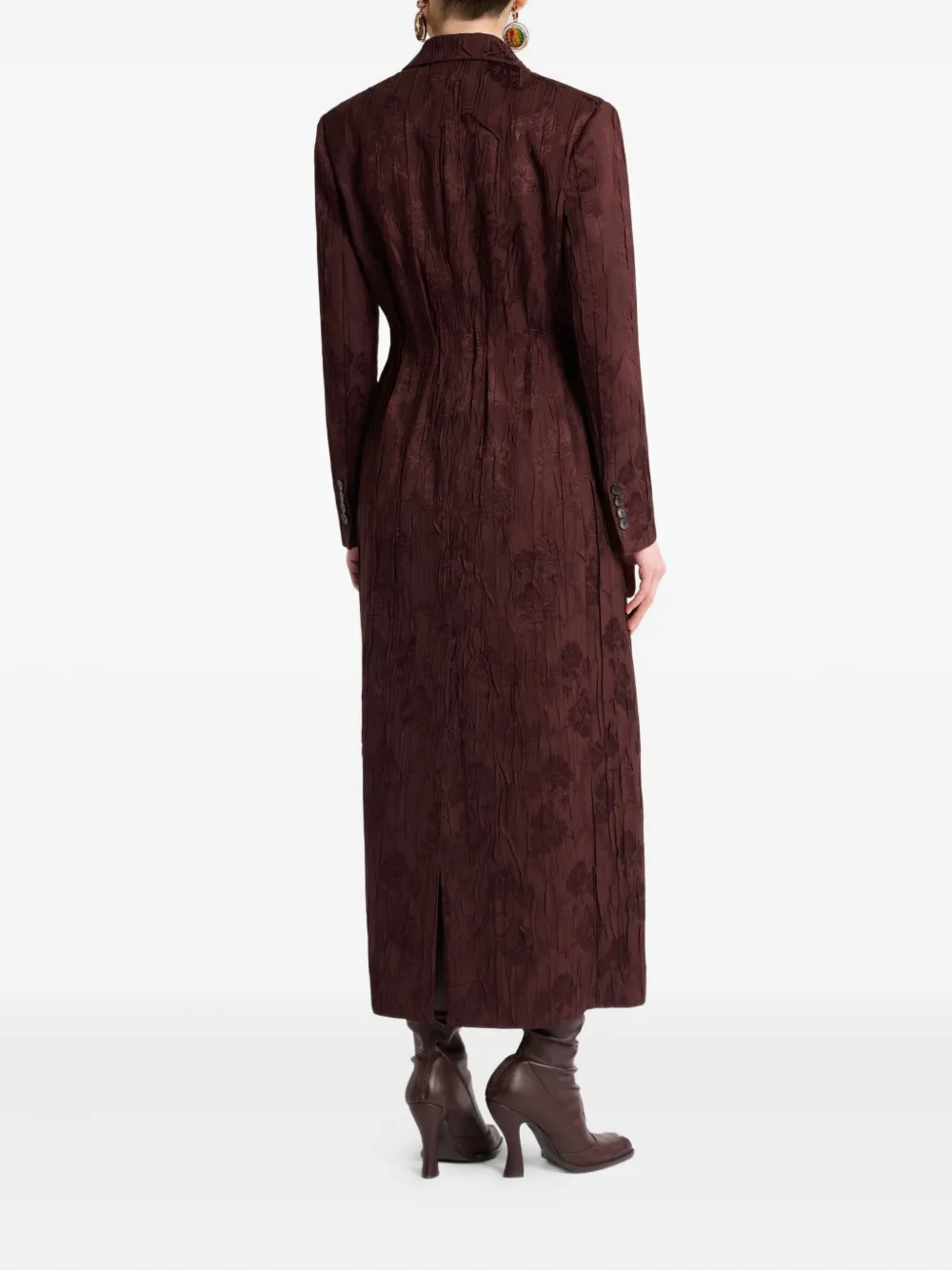 Etro Floral-embroidered Double-breasted Coat In Burgundy