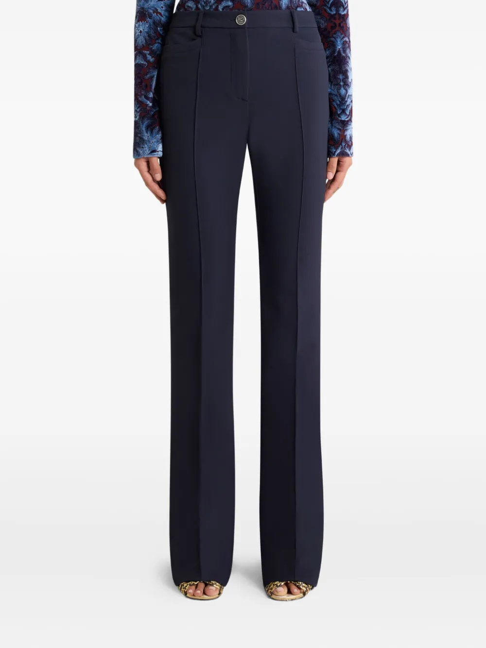 ETRO button-fastening flared trousers Blauw