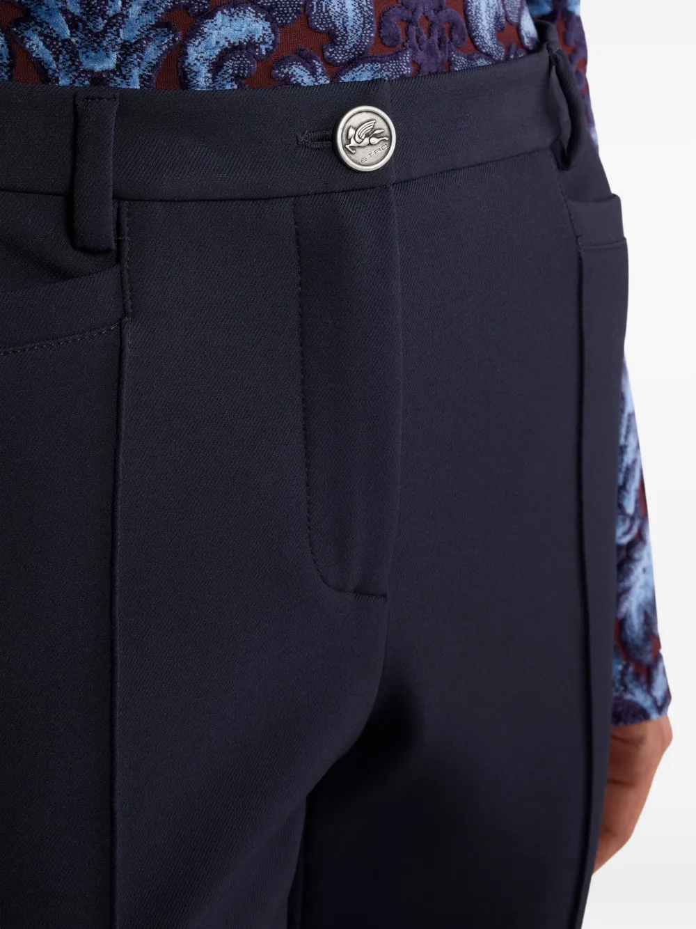 ETRO button-fastening flared trousers Blauw
