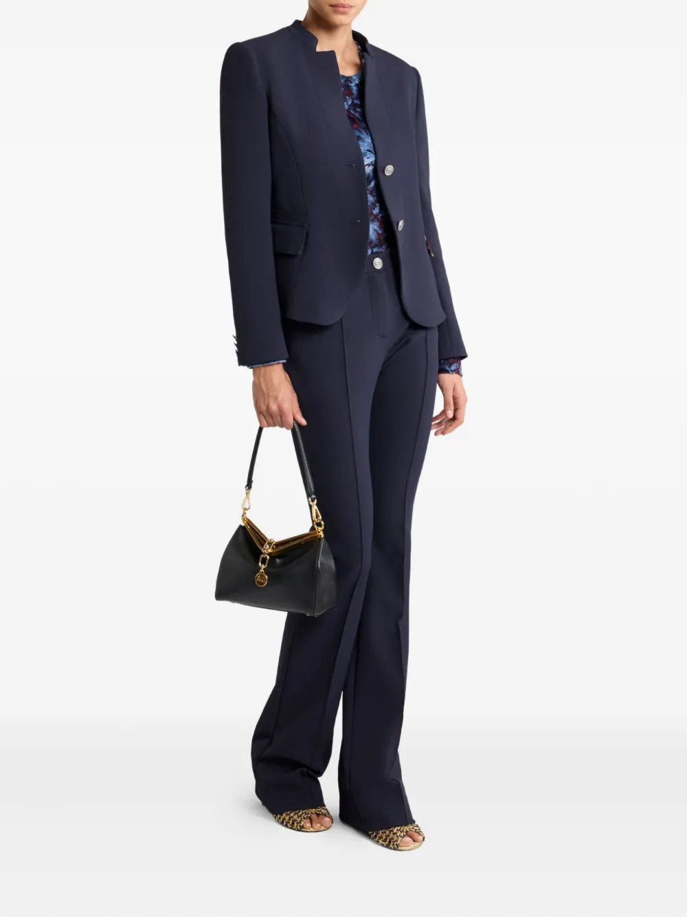 ETRO button-fastening flared trousers Blauw