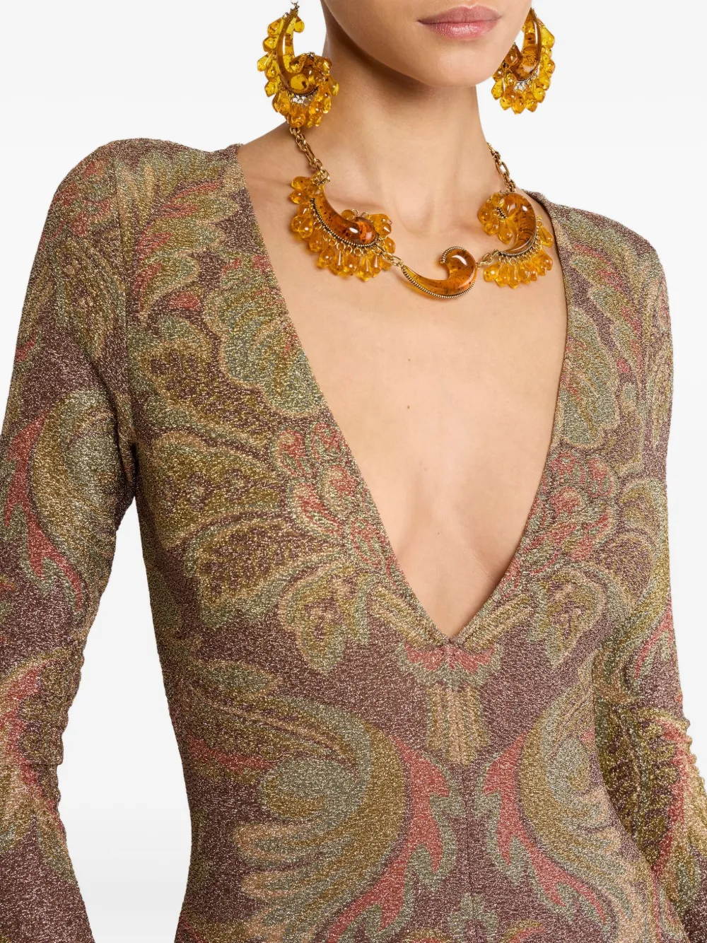 ETRO Jurk met paisley-print Bruin