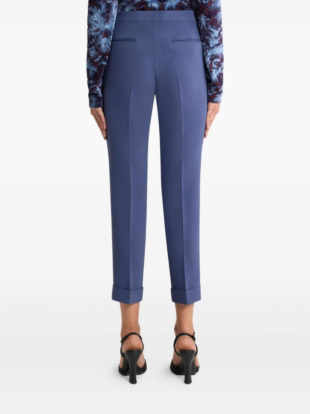 ETRO Cady cigarette cuffed trousers Blauw