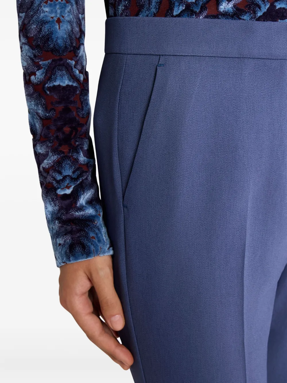 ETRO Cady cigarette cuffed trousers Blauw