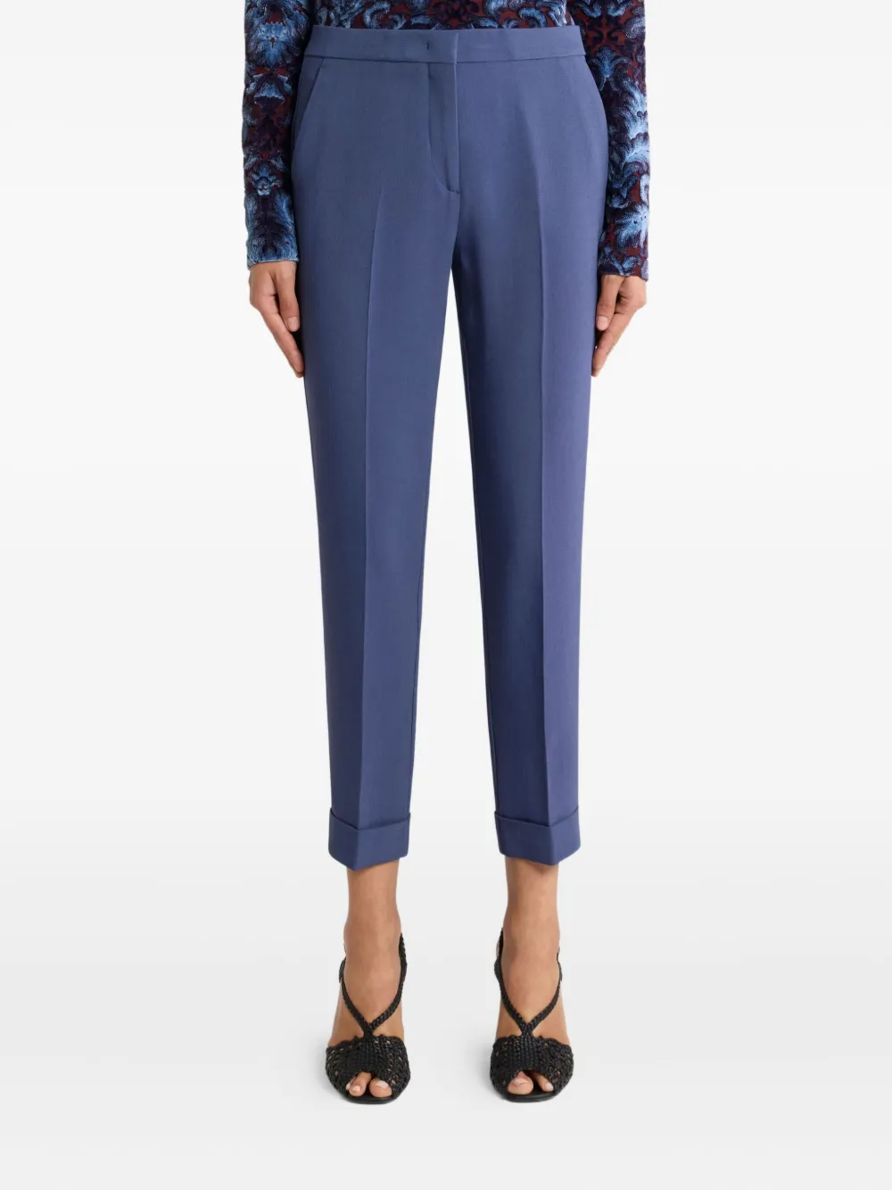 ETRO Cady cigarette cuffed trousers Blauw