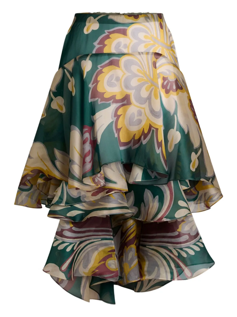 ETRO floral ruffled asymmetric skirt | Green | Image 1
