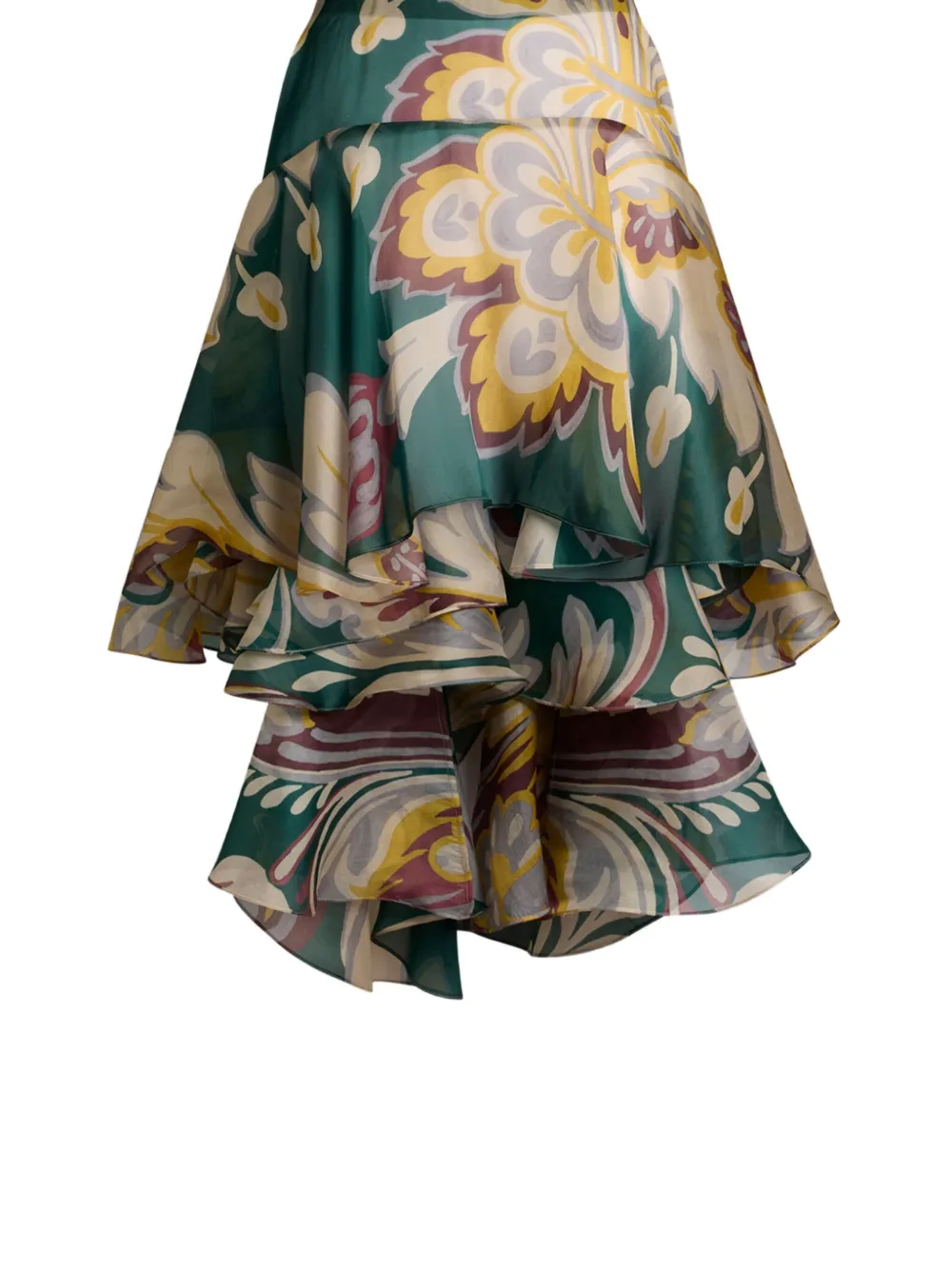 ETRO Asymmetrische rok met bloemenprint en ruches - Groen