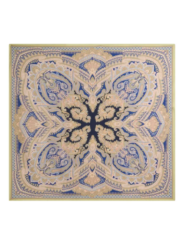 Floral wool ETRO SILK WOOL PAISLEY PATTERNED SQUARE LARGE SHAWL