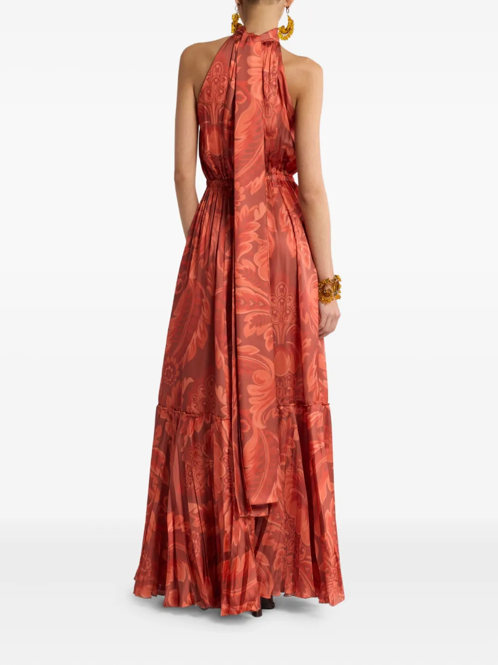 ETRO floral-print pleated maxi dress Rood