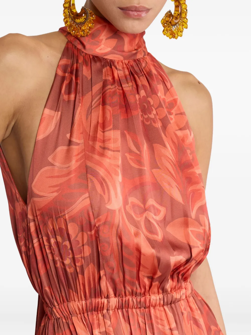 ETRO floral-print pleated maxi dress Rood