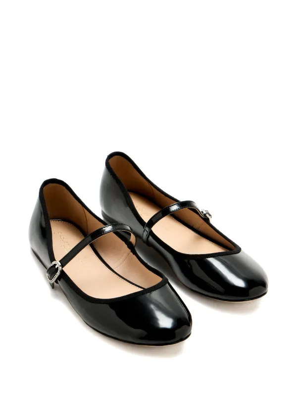 HOUSE OF BALLERINAS patent-leather Buckle Ballet Flats Black