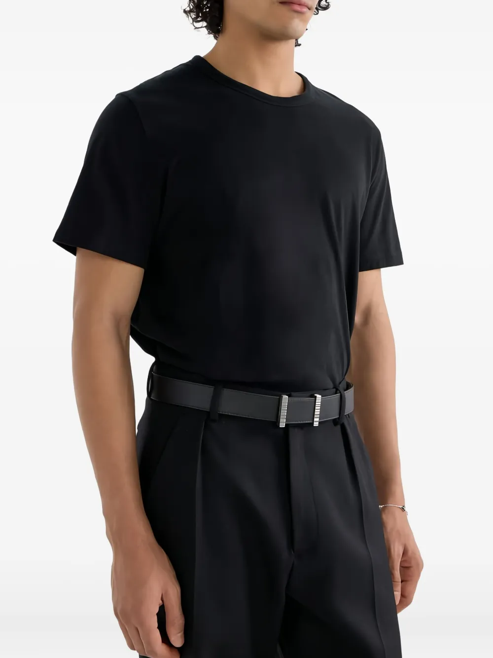 Paul Smith Ribbed-buckle Leather Belt In Black