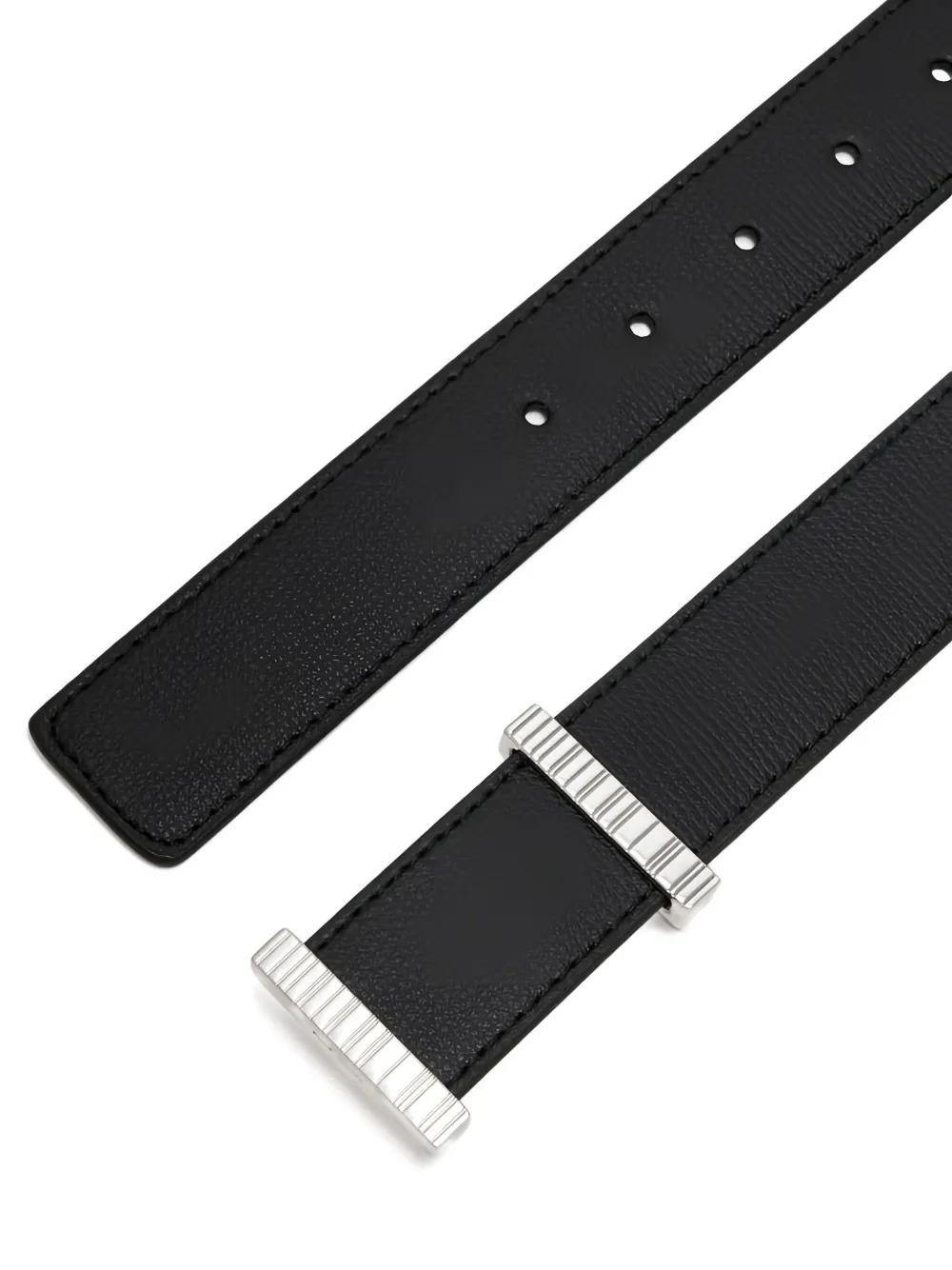 Paul Smith ribbed-buckle leather belt - Zwart