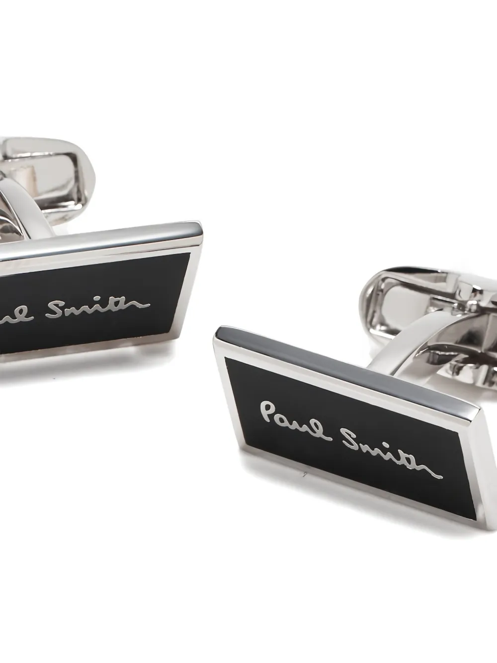 Paul Smith rectangle-frame logo cufflinks - Zilver