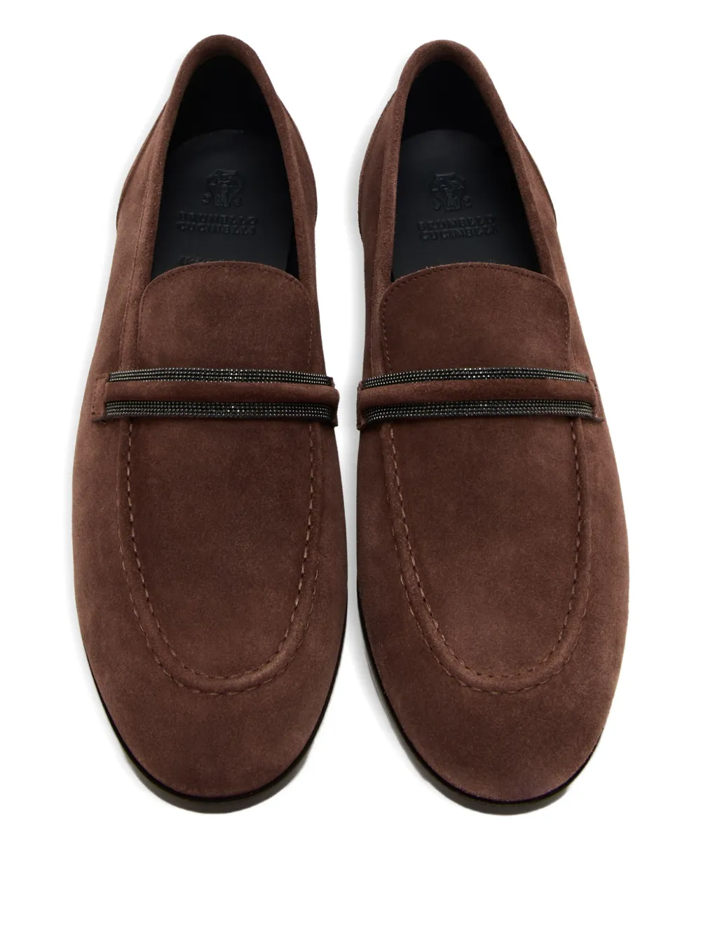 Brunello Cucinelli beaded-embellished suede loafers Brown