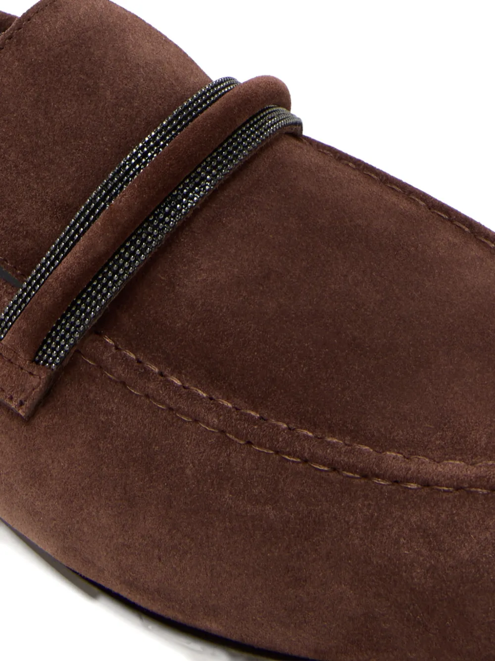 Brunello Cucinelli beaded-embellished suede loafers Brown