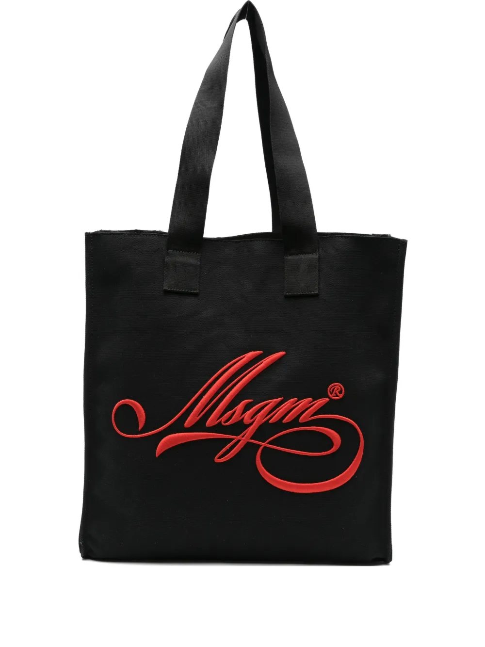 MSGM Borsa tote con ricamo media - Nero