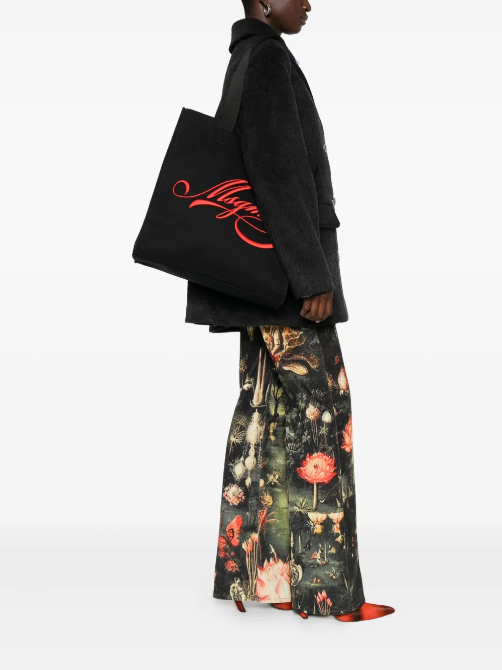 MSGM Shopper met geborduurd logo - Zwart