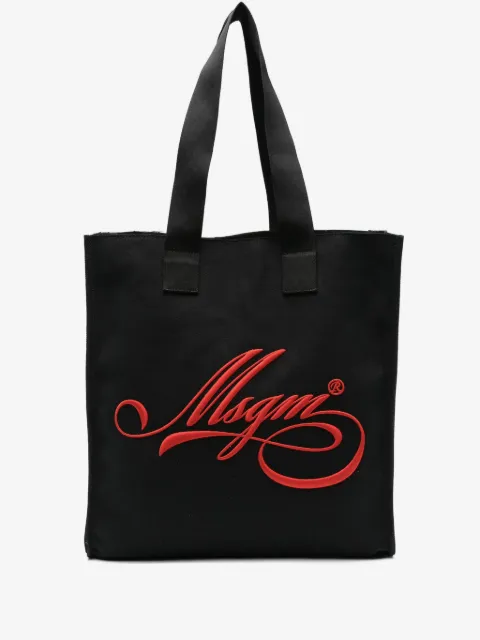 MSGM medium logo-embroidered tote bag