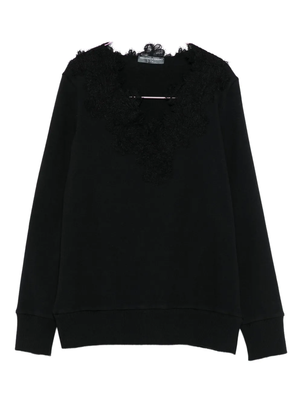 Ermanno Scervino Lace-embellished Sweater In Black