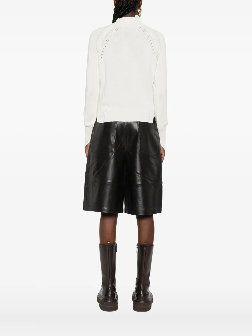 Ermanno Scervino Lace-insert Cable-knit Sweater In White