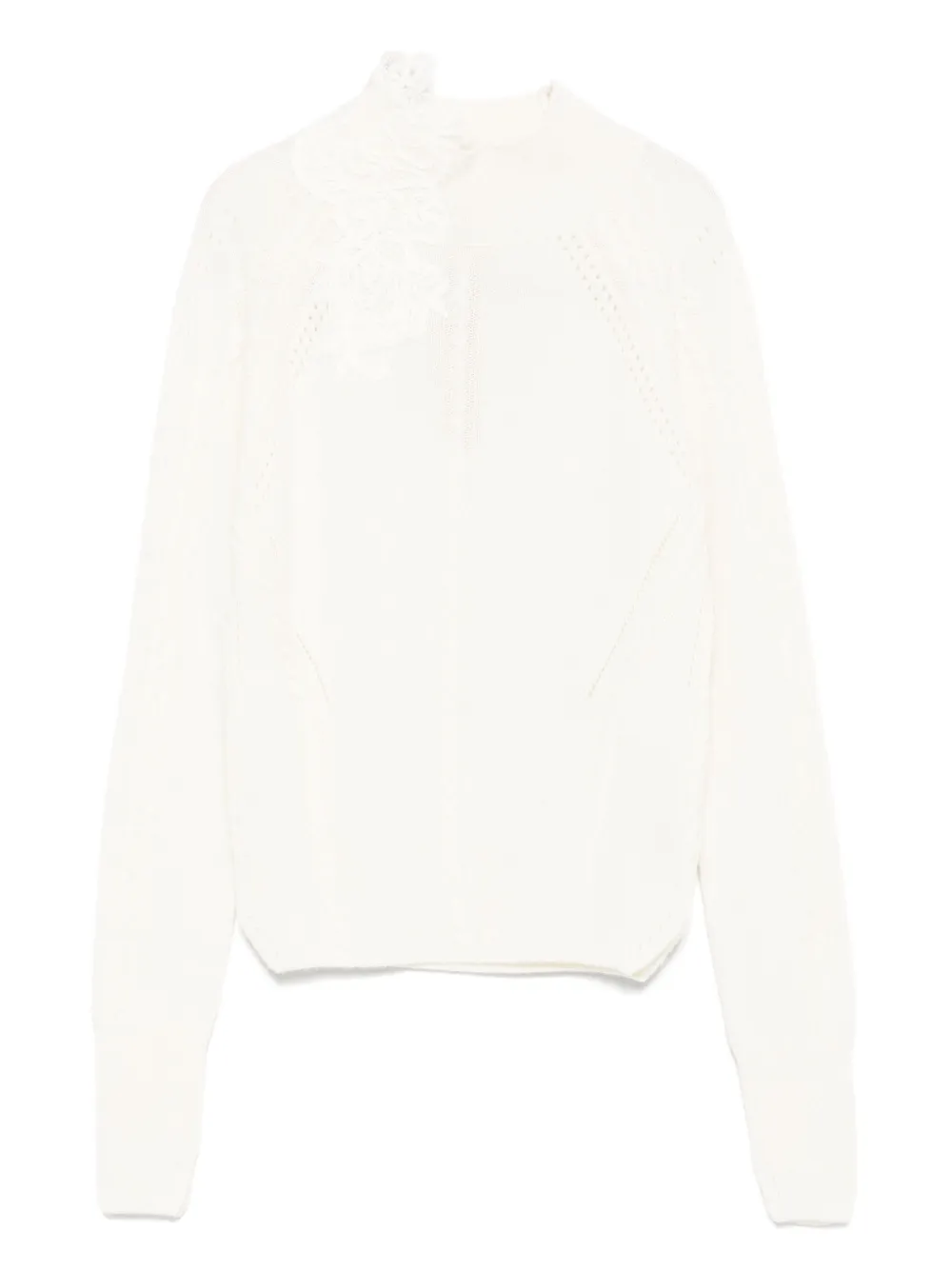 Ermanno Scervino Kabelgebreide trui met kant Wit