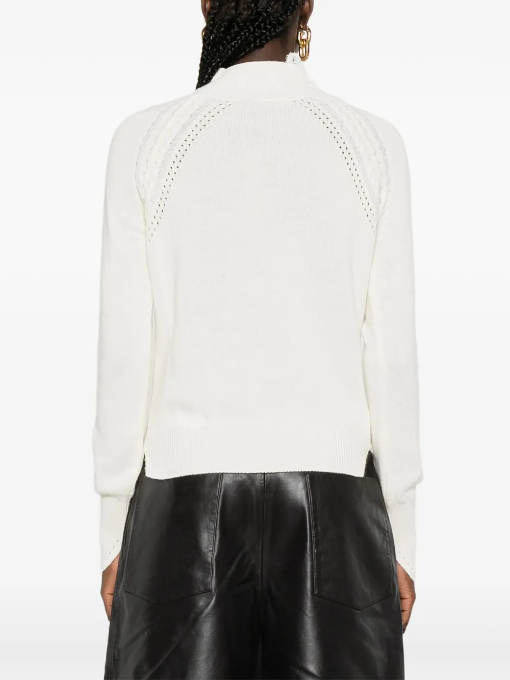 Ermanno Scervino Kabelgebreide trui met kant Wit