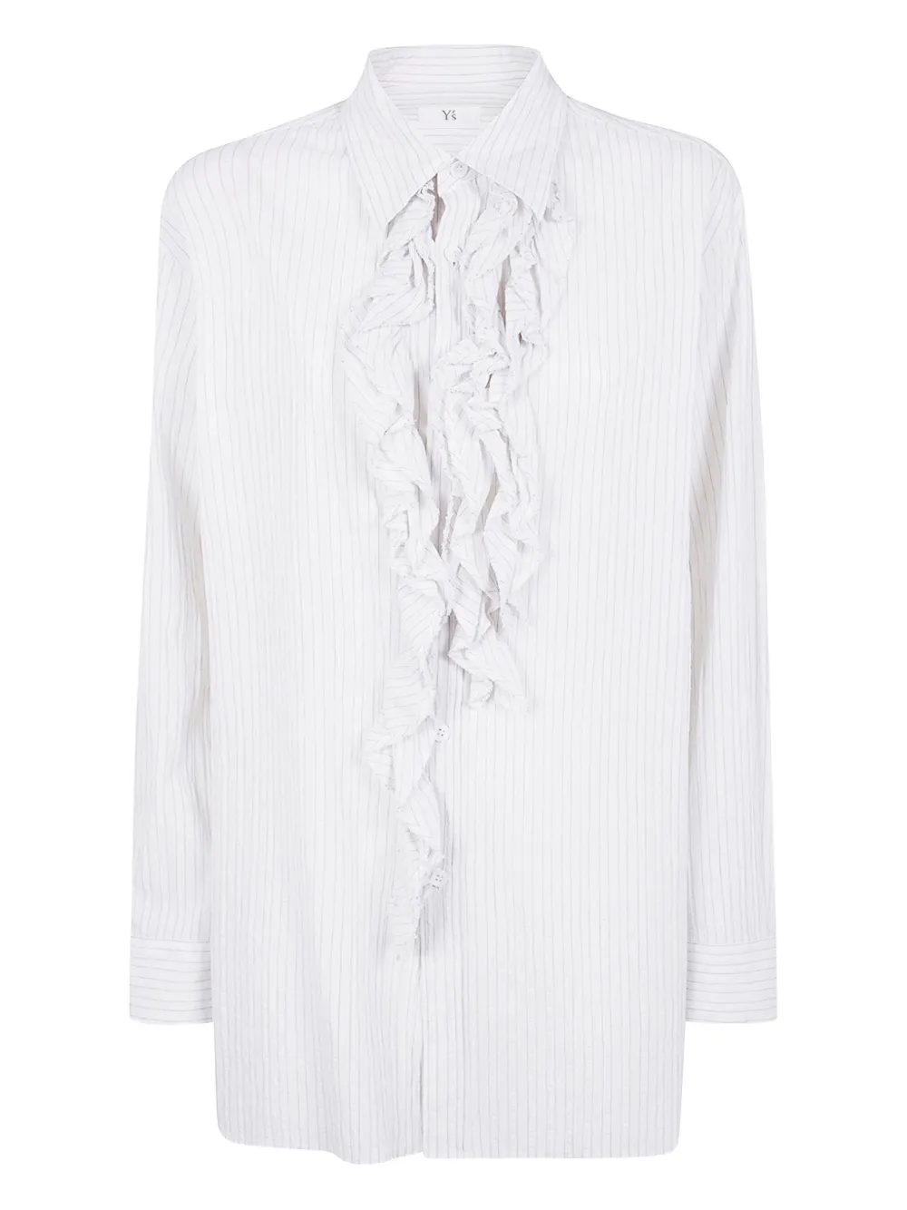 Y's Blouse met krijtstreep en ruches Beige