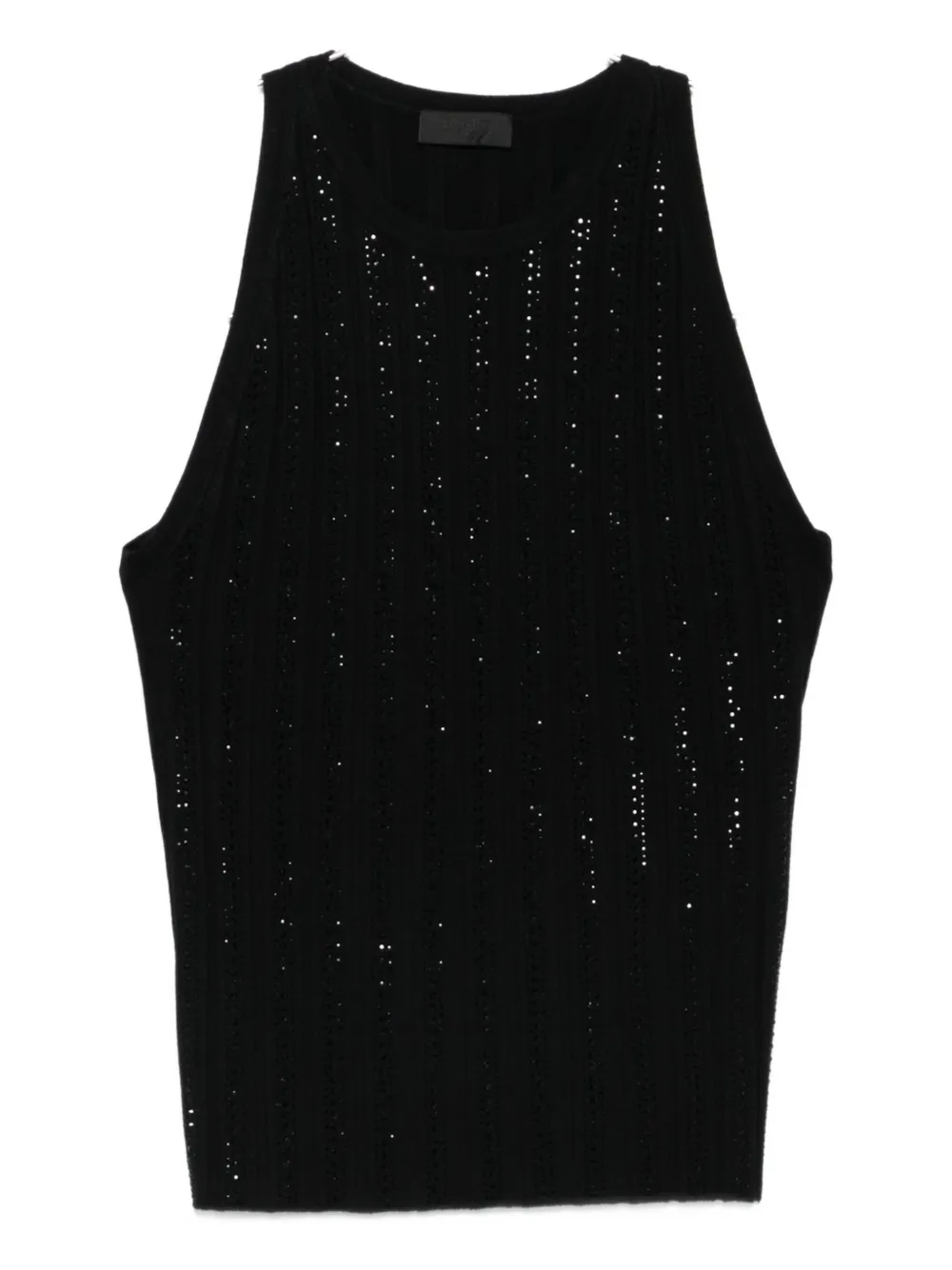 Liu •jo Embellished Ribbed Top In Black