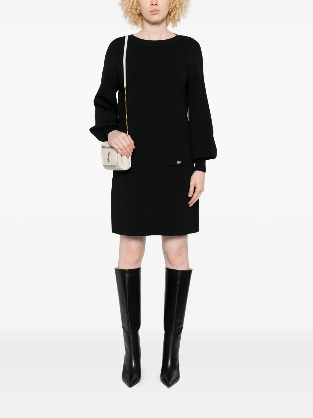LIU JO button-embellished boat-neck mini dress - Zwart