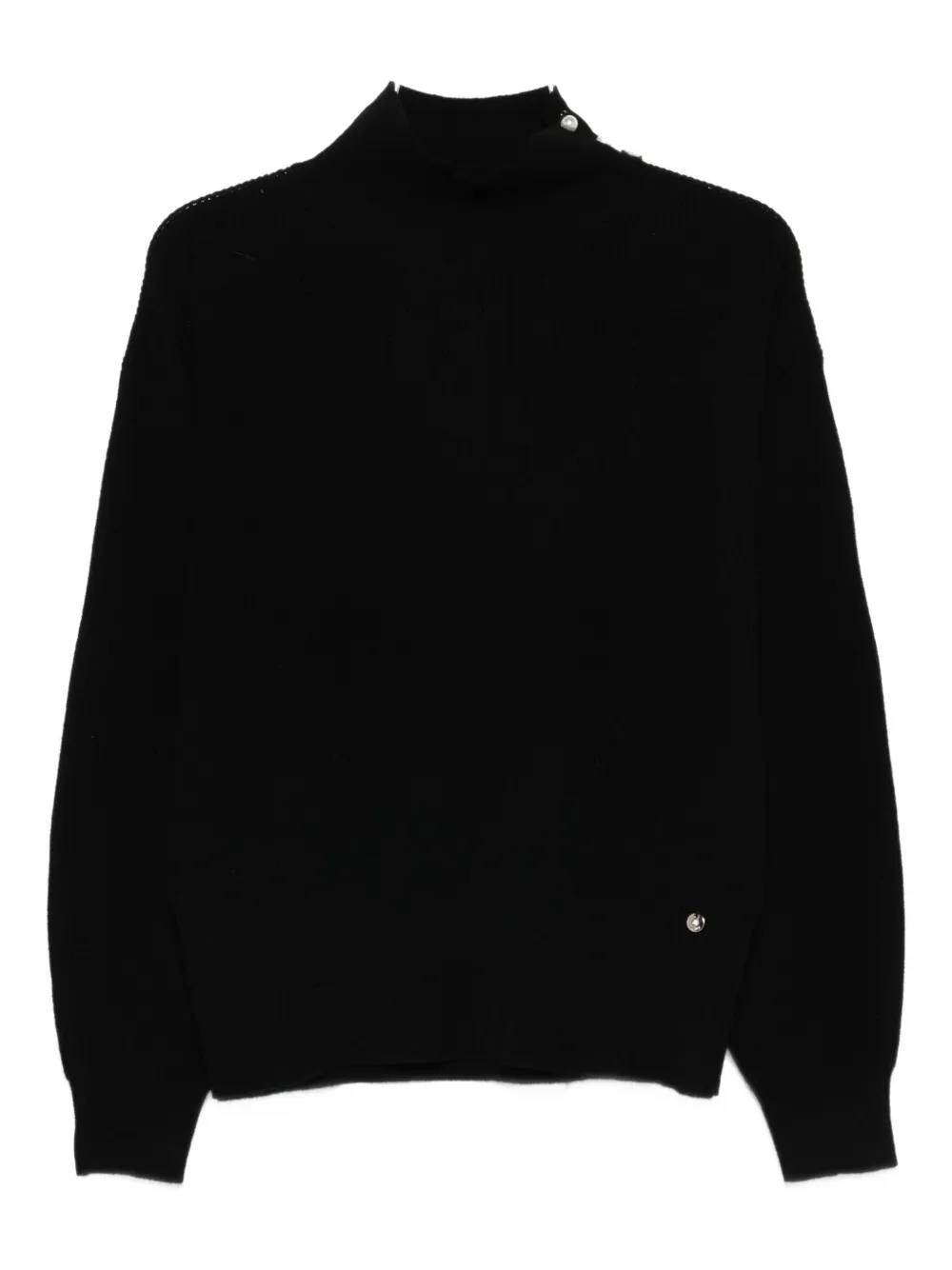 Liu •jo High Neck Ribbed Knit Sweater In Black
