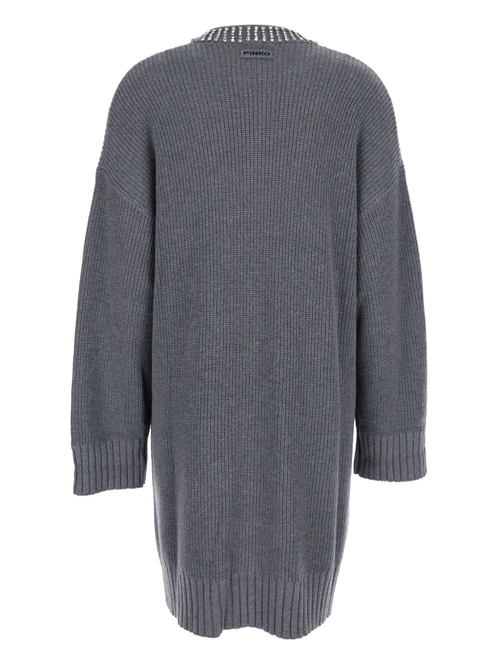 PINKO embellished-neckline knit mini dress Grijs