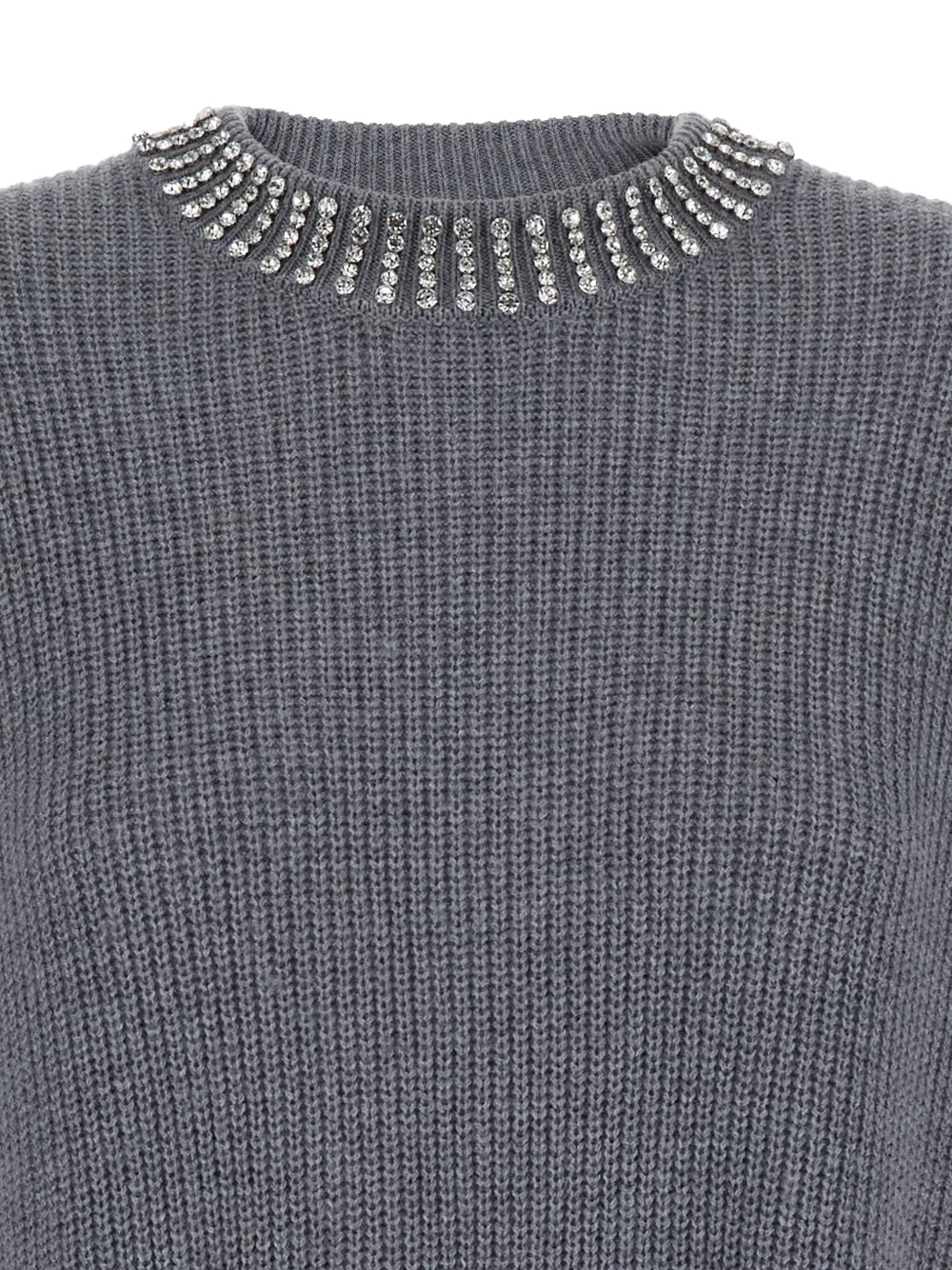 PINKO embellished-neckline knit mini dress Grijs