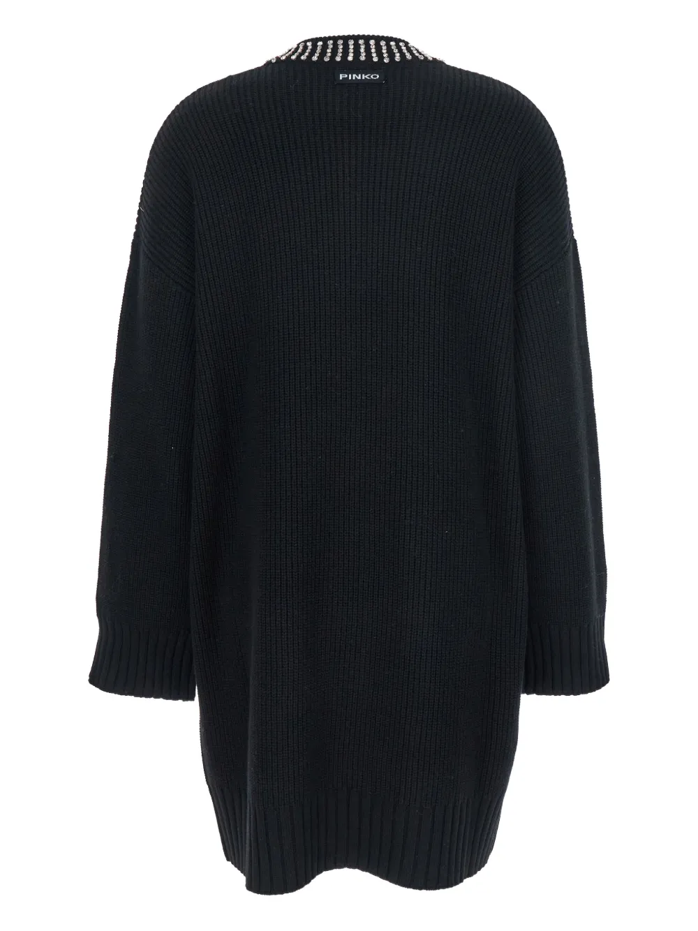 PINKO crystal-embellished ribbed mini dress Zwart