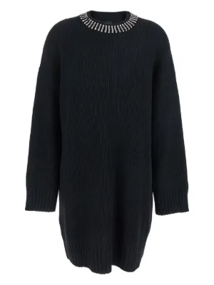 pinko sweater dress PINKO lace-trim cut-out Knitted Dress | Black