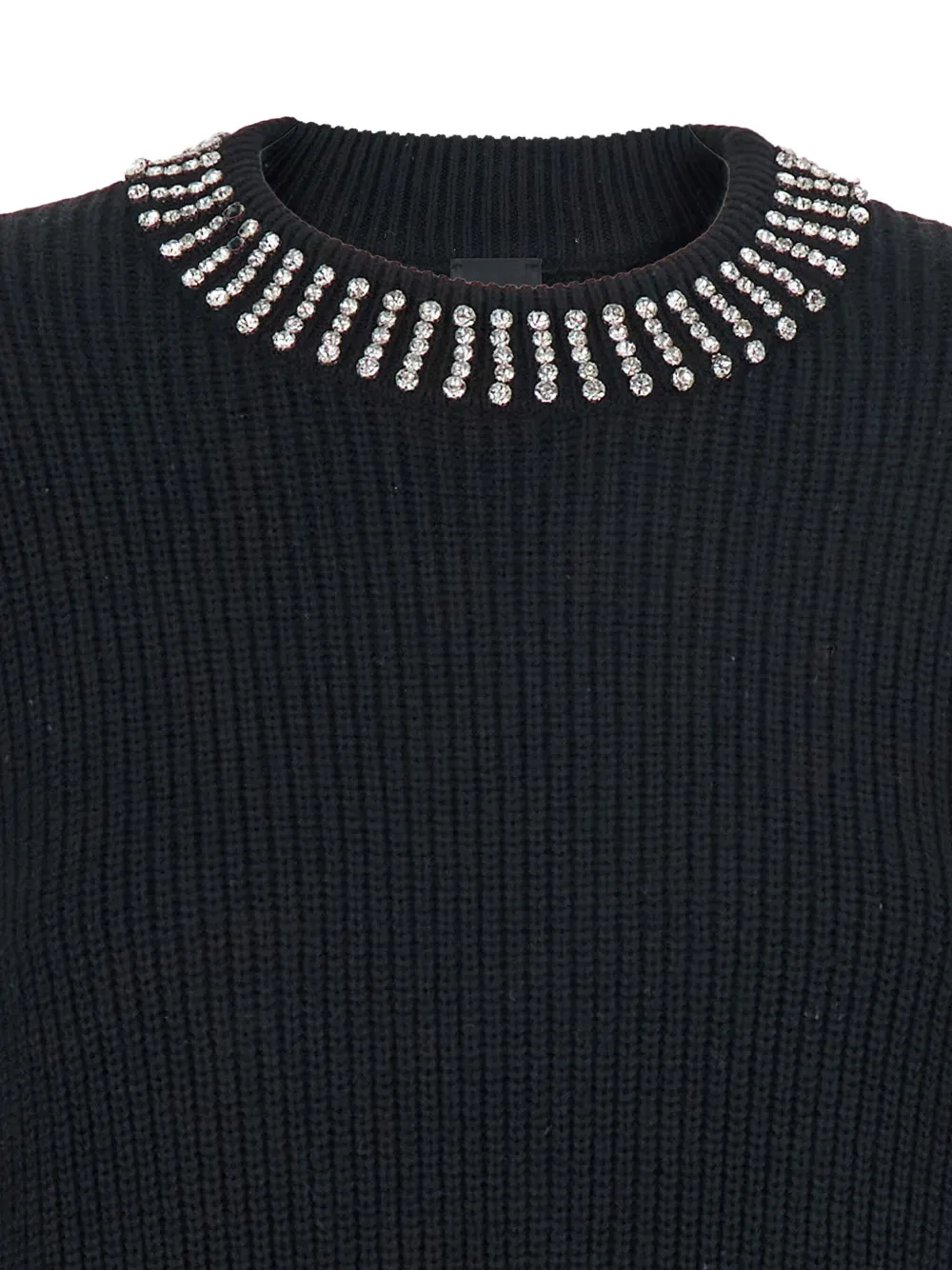 PINKO crystal-embellished ribbed mini dress Zwart