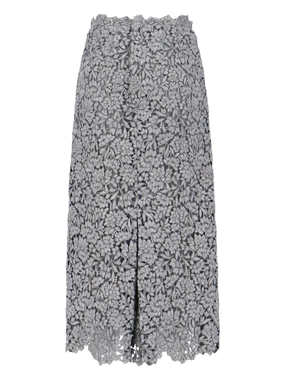 Ermanno Scervino Floral-lace Midi Skirt In Gray