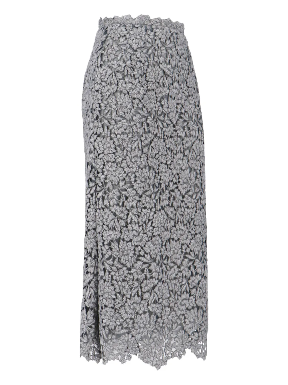 Ermanno Scervino Floral-lace Midi Skirt In Gray