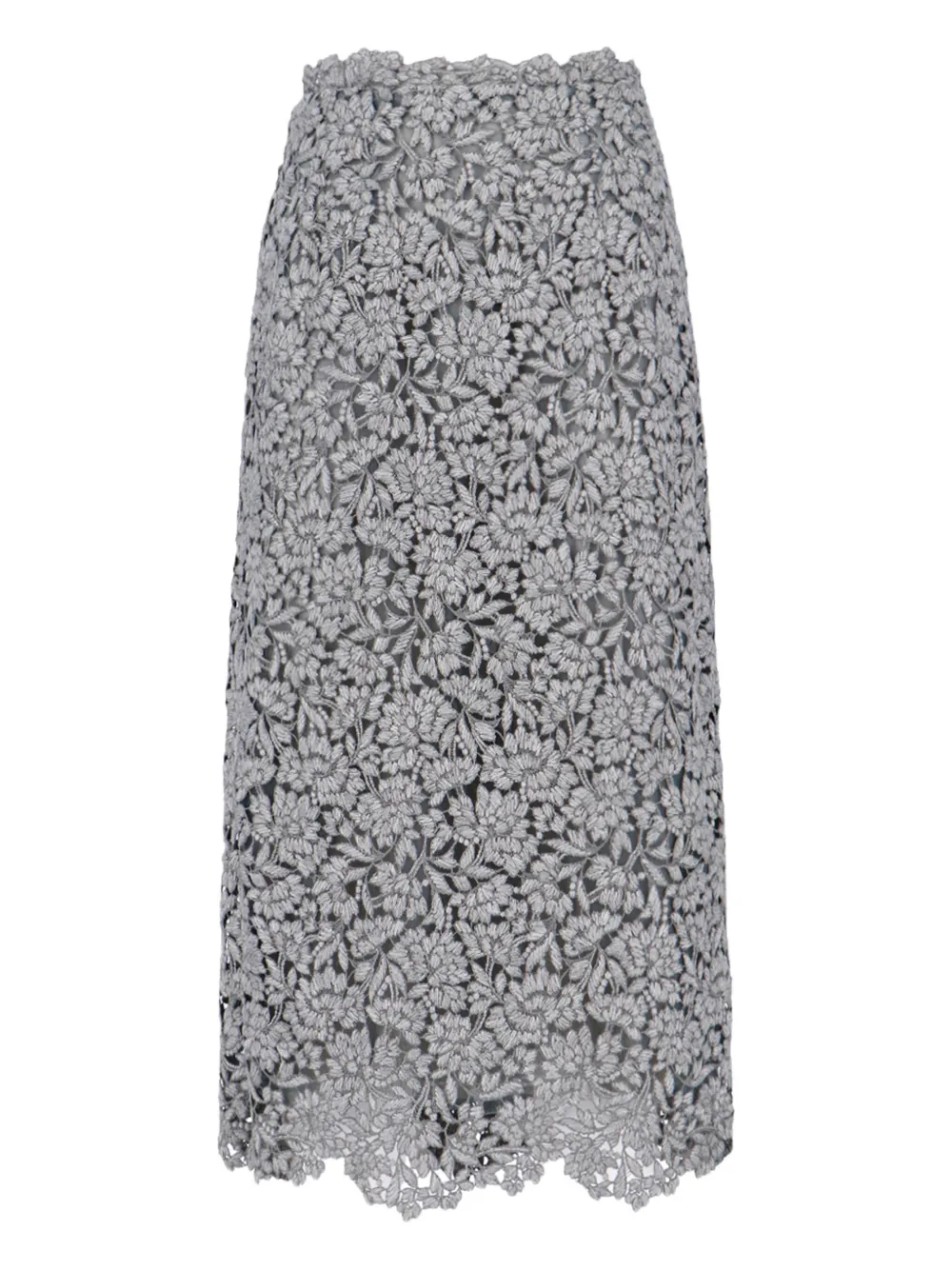 Ermanno Scervino Floral-lace Midi Skirt In Gray