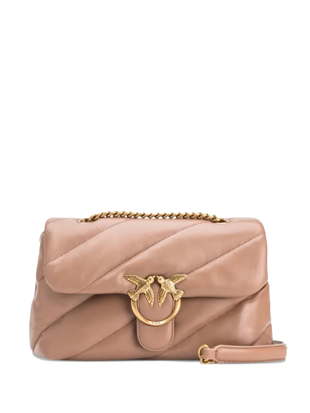 quilted Love Birds buckle shoulder bag