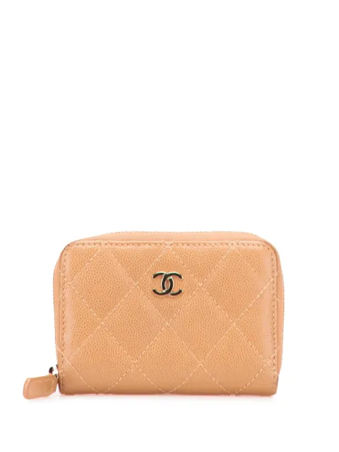 CHANEL Pre-Owned 2021-2025 CC Quilted Caviar Zip Around Purse coin pouch