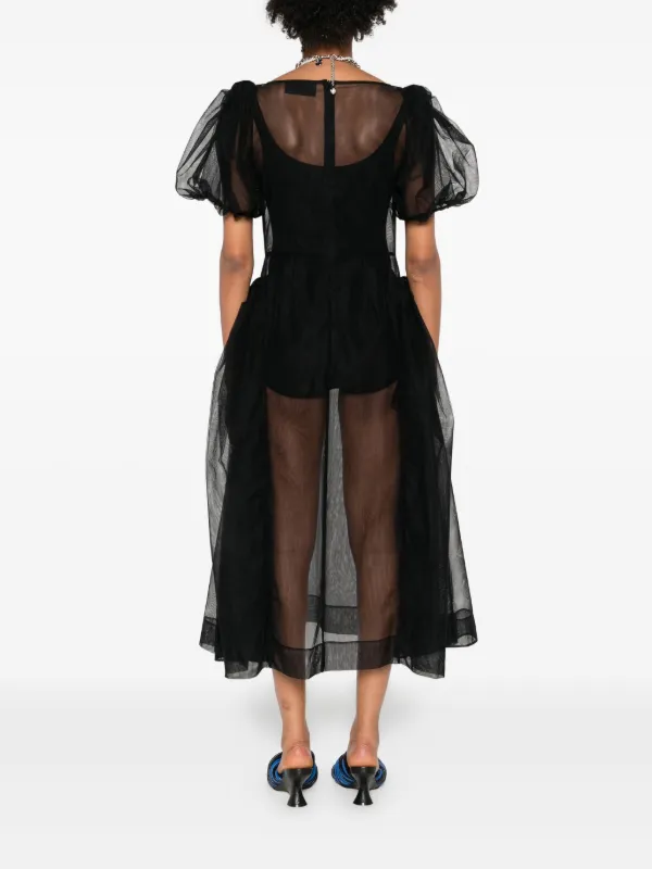 Simone Rocha Black Puff Sleeve Babydoll Mid-Length Dress
