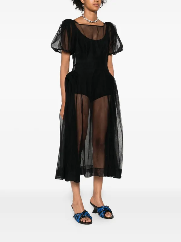 Simone Rocha パフスリーブ シアードレス | ブラック | FARFETCH JP
