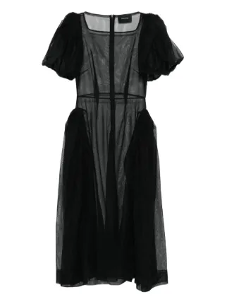 Simone Rocha puff-sleeve Sheer Dress | Black | FARFETCH