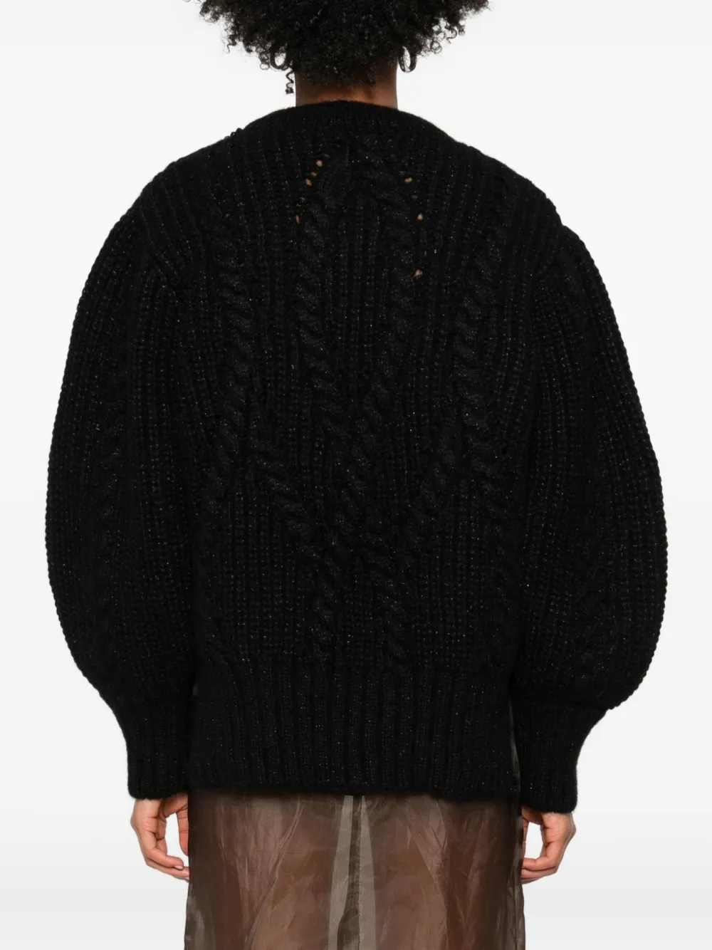Simone Rocha Embellished Cable-knit Alpaca-blend Jumper In Black