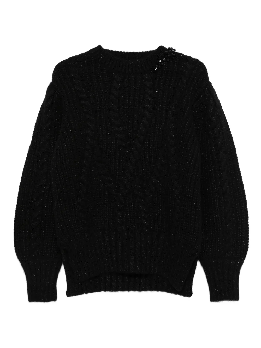Simone Rocha Embellished Cable-knit Alpaca-blend Jumper In Black