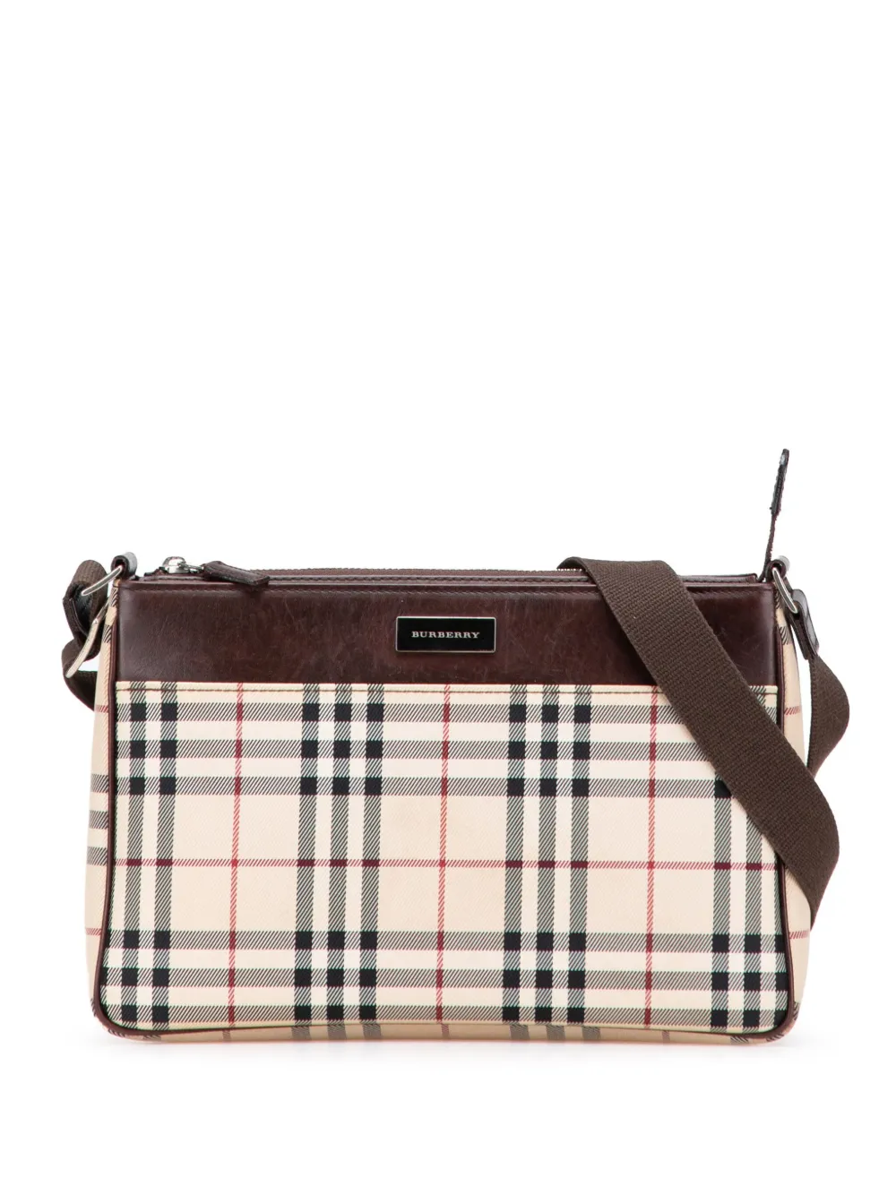 Pre-owned Burberry 2000-2017 House Check Canvas Crossbody Bag In Brown