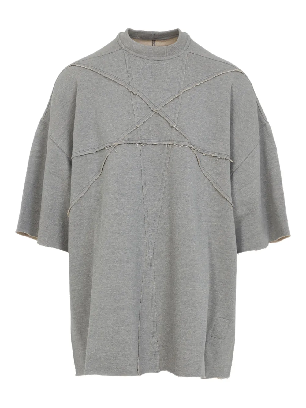 Rick Owens Drkshdw Asymmetric Hem Cotton Fleece T-shirt In Gray