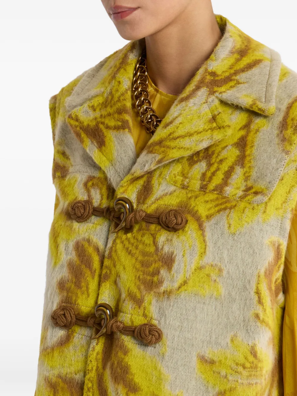 ETRO Gilet met bloemjacquard Geel