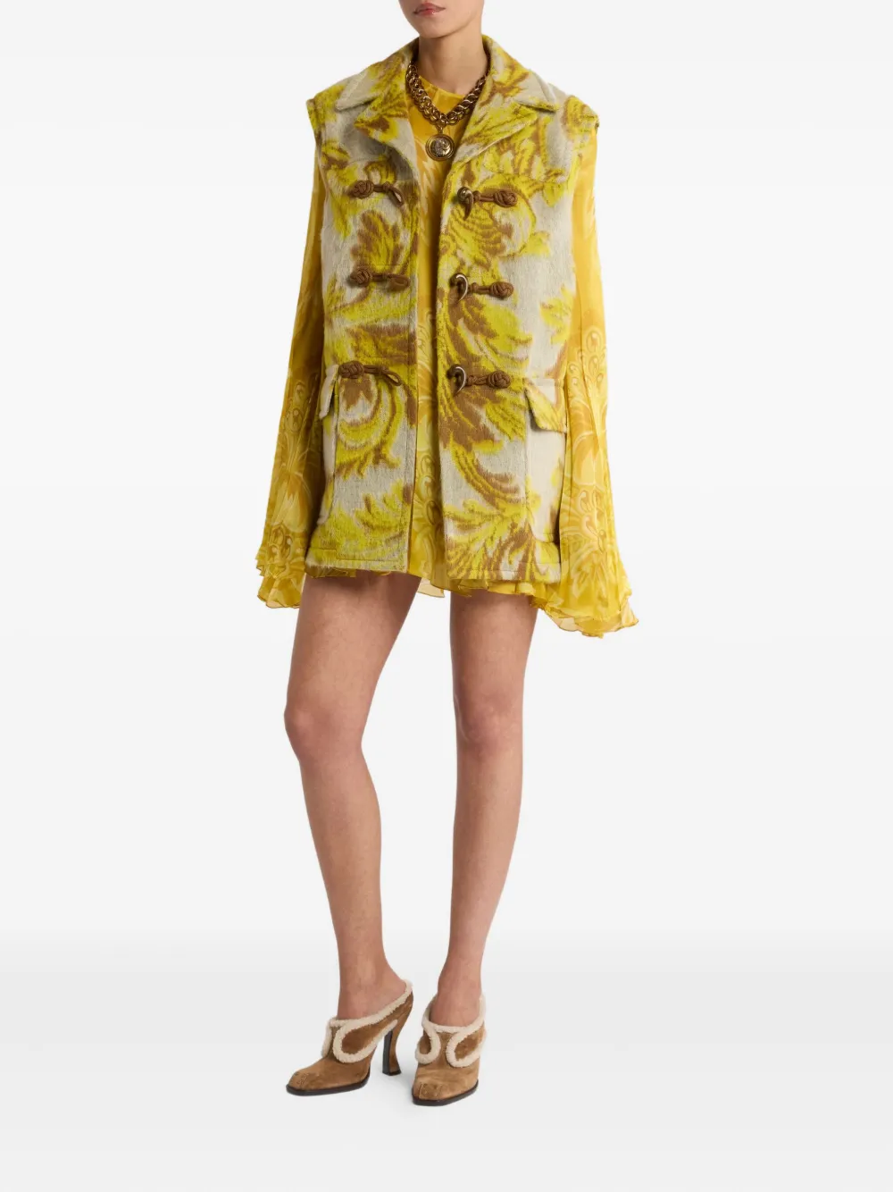 ETRO Gilet met bloemjacquard Geel