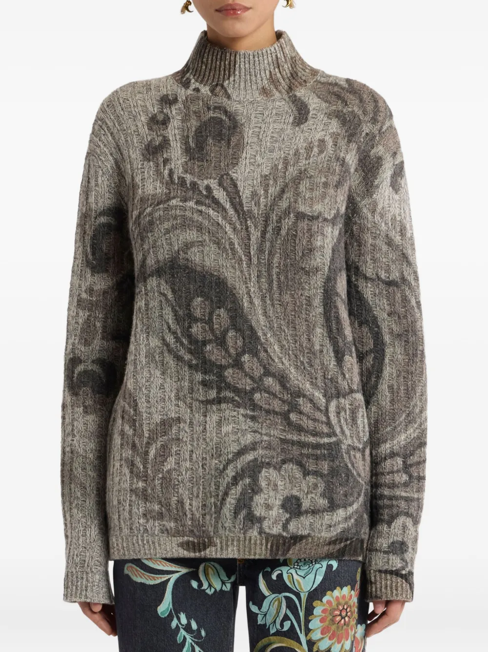 ETRO Geribbelde trui met paisley-print Grijs
